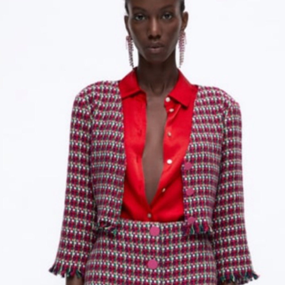 Zara Frayed Cropped Jacket